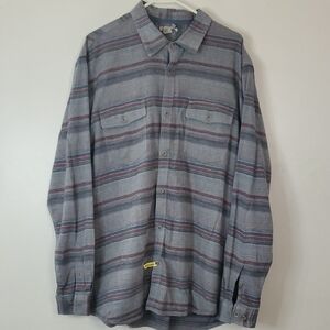 Carbon2Cobalt Mens Stripped Flannel Size Extra Large Cotton Poly Colorful Blend